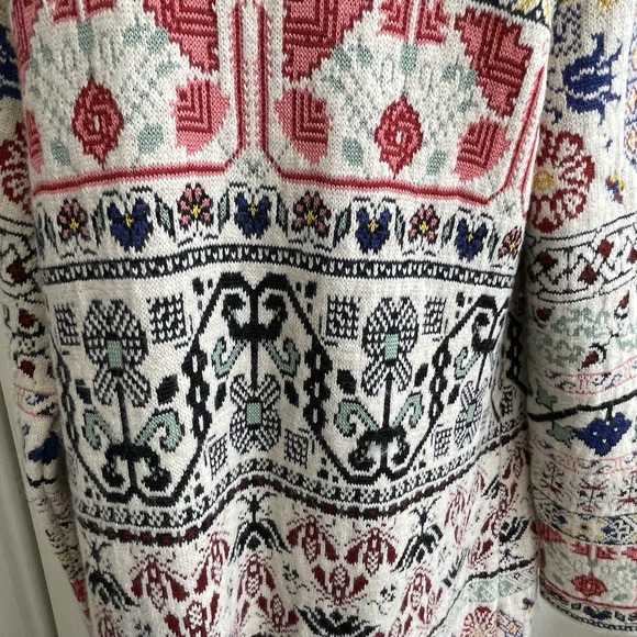 Anthropologie Aldo Martins Sweater Coat womens Fair Isle Long Knit Hoodie Duster - Picture 5 of 14